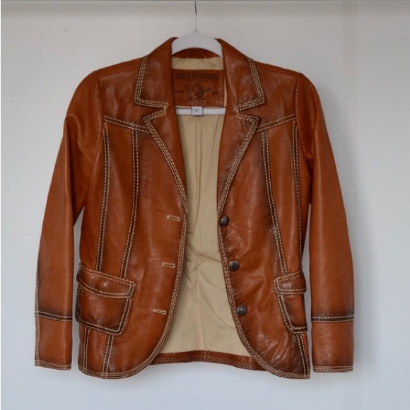 True Religion Brown Leather Jacket: Size XS/S - Picture 2 of 6